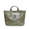 Sac cabas minimaliste en PVC imperméable vert armée avec inscription TOTE BAG blanche - Vert