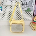 Yellow cat-eared ita bag with clear window and adjustable shoulder strap for pins - Yellow