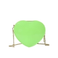 Neongrüne Herz-Umhängetasche mit goldener Kette und glänzender Oberfläche - Grün