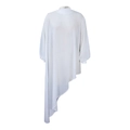 Detail van witte chiffon jurk met lange mouwen en een modieus asymmetrisch ontwerp - S / Wit