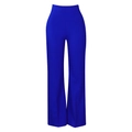 Λεπτομερής προβολή του ψηλόμεσου royal blue παντελονιού με φαρδύ μπατζάκι και ραφή μπροστά - S / Μπλε