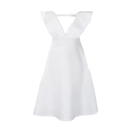 Detalle de escote en V profundo y volantes en los hombros de vestido blanco línea A - S / Blanco