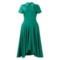Détail de la robe vert émeraude à manches courtes avec ourlet asymétrique et col - S / Bleu sarcelle