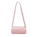 Pink cylinder shoulder bag with leather chain strap and fashion letter print - Pink