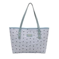 Borsa tote plissettata blu e bianca con fiocchi neri e sottili spalline lunghe - Blu