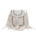 Weiße Boho-Umhängetasche mit langen Fransen und Vintage-Nieten für Damen Mode - Weiß