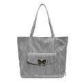 Borsa tote plissettata argento con ornamento a farfalla e cerniere laterali decorative - senza ciondolo / Argento
