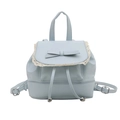 Sac à dos en similicuir bleu clair avec bordure en dentelle et nœud en vue de face - Bleu