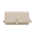 Borsa a tracolla beige minimalista in tessuto strutturato con elegante fibbia quadrata - Beige
