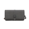 Borsa a tracolla minimalista in twill grigio scuro con elegante fibbia quadrata - Nero