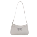 Borsa sottobraccio bianco crema con trama a coccodrillo e fiocco argentato da donna - Bianco