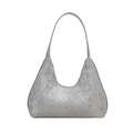 Borsa hobo grigio argento con trama serpente e tracolla minimalista in stile sottobraccio - Argento