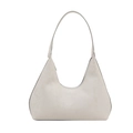 Chic off-white snake-embossed leather hobo bag for women with minimalist shoulder strap - White