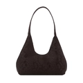 Deep brown snake pattern hobo shoulder bag with textured finish for women - Brown