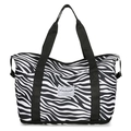 Große Zebra-Canvas-Beuteltasche mit schwarzen Tragegriffen und unterem Reißverschluss - Schwarz Weißes Zebra (Stil 3)