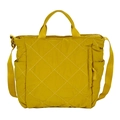 Grand sac cabas jaune gingembre matelassé avec surpiqûres losanges et bandoulière - Jaune