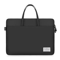Minimalist black laptop handbag with durable nylon fabric and dual metal zippers - Black