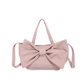Borsa a mano in nylon rosa con fiocco grande e tracolla staccabile inclusa - Rosa