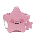 Pink star-shaped crossbody bag with metal chain strap and cute smiley face detail - Pink