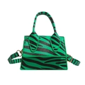 Mini zebra print handbag in lime green and black with a top handle and shoulder strap - Green