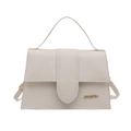 Elegant white square crossbody bag for women with top handle and gold JINGPIN logo detail - White