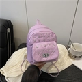 Mini mochila acolchada morada a la moda con strass y correa de cadena - Púrpura