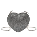 Silver sequin heart-shaped evening bag with a metallic chain and elegant frame - Gray