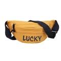 Yellow nylon sports waist bag with blue Lucky letter print and adjustable strap - Yellow