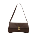 Borsa sottospalla retrò marrone scuro con chiusura dorata e base curva su sfondo bianco - Marrone