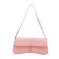 Borsa baguette rosa con fibbia a U dorata e base in pelle curva in stile francese - Rosa