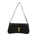 Borsa sottobraccio nera minimalista in stile francese con fibbia in metallo dorato vintage - Nero