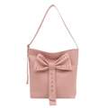 Rosa Beuteltasche aus Kunstleder mit Strass-Schleife und elegantem Schulterriemen - Rosa