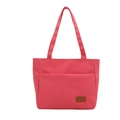 Minimalist pink canvas tote bag for women with dual straps and leather logo detail - Pink