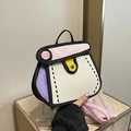 Borsa a tracolla stile cartone animato 2D bianca e rosa con contorni fumetto unici - Rosa