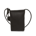 Mini sac à bandoulière en cuir grainé noir avec sangle nouée pour téléphone portable - Noir
