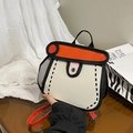 Borsa a tracolla stile cartone animato 2D con patta arancione e tela resistente - Arancione