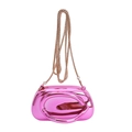 Mini sac bandoulière rose métallisé effet miroir avec une fine chaîne en or rose - Rose