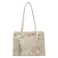 Beige draagtas in Chinese stijl met geborduurde kaki-patronen en groene kwastjes - Kaki