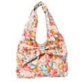 Bolso de hombro con estampado floral, lazo grande y patrones de margaritas de colores - Naranja