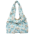 Bolso bandolera azul claro con un lazo grande y estampados de margaritas blancas - Azul