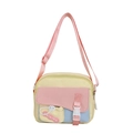 Borsa a tracolla kawaii in tela color caramella stile patchwork giallo rosa blu - Giallo
