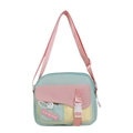 Borsa a tracolla carina in nylon con design a contrasto rosa, verde e giallo - Verde