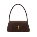 Vintage brown leather underarm bag featuring a classic gold buckle and long handle - Brown
