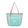 Mint green mesh tote bag with pink straps for swimming beach and fitness storage - Green