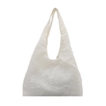 Minimalistische witte draagtas met bloemenborduurwerk en mesh-textuur voor dames - Broken Wit
