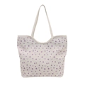 Floral print canvas tote bag featuring purple flowers and bow patterns in a sleek design - Flower
