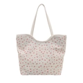 Off-white large tote bag with pink cherry print and long shoulder straps for women - Cherry