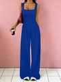 Women's royal blue sleeveless top and wide-leg pants set with a chic square neck design - S / Royal Blue