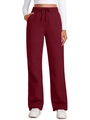 Women's burgundy wide-leg joggers with high waist drawstring and comfortable fit - Burgundy