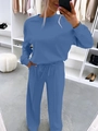 Women's two-piece lounge set with long sleeve sweatshirt and wide-leg pants in dusty blue - S / Sky Blue